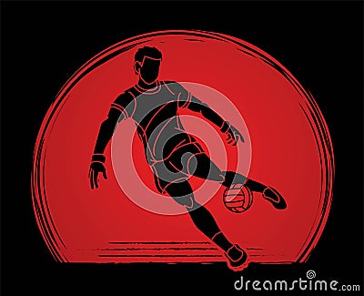 Gaelic Football Male Player Action Cartoon Sport Graphic Vector Vector Illustration