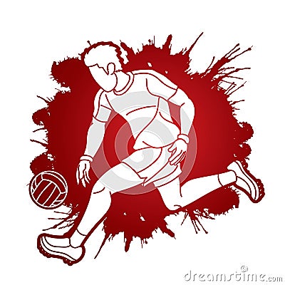 Gaelic Football Male Player Action Cartoon Sport Graphic Vector Vector Illustration