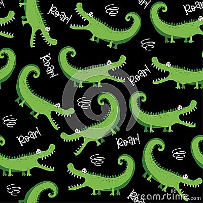 Funny Crocodile seamless pattern. Vector Illustration