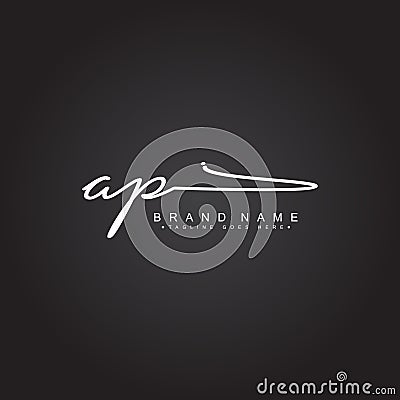 Initial Letter AP Logo - Handwritten Signature Style Logo Vector Illustration