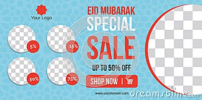 Social media banners for Eid Mubarak. Social media ads, Vector Illustration