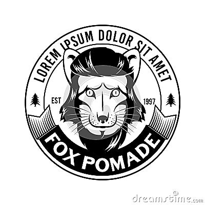 Pomade label design with fox icon Vector Illustration