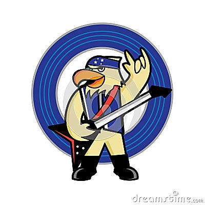 Eagle mascot logo with guitar Vector Illustration