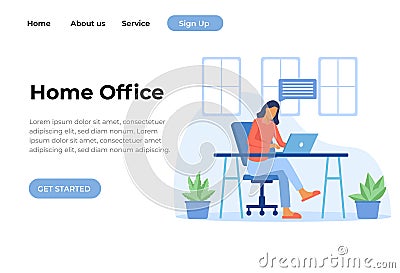Unique Modern flat design concept of Home Office for website and mobile website. Vector Illustration
