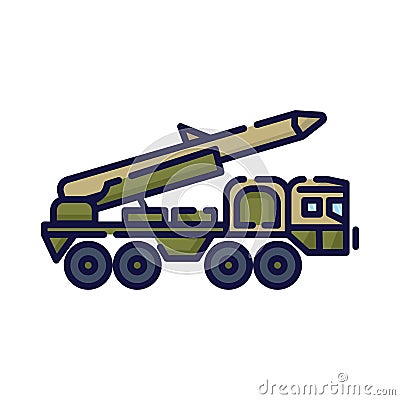 Illustration of the missile vehicle bringing a rocket missile Vector Illustration