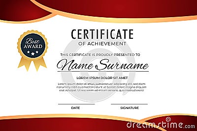 Creative Certificate of Achievement Award Template Vector Illustration