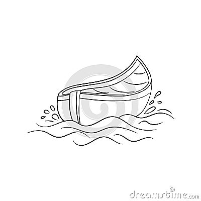 Simple hand drawn of Canoes boats vector illustration Cartoon Illustration