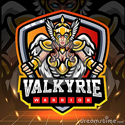 Valkyrie warrior mascot. esport logo design. Vector Illustration