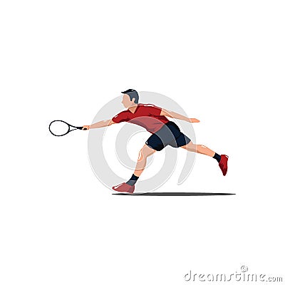 Sport man swing his tennis racket horizontally to reach the ball - tennis athlete forehand swing cartoon Vector Illustration