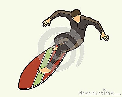 Surfing Sport Male Player Cartoon Graphic Vector Vector Illustration