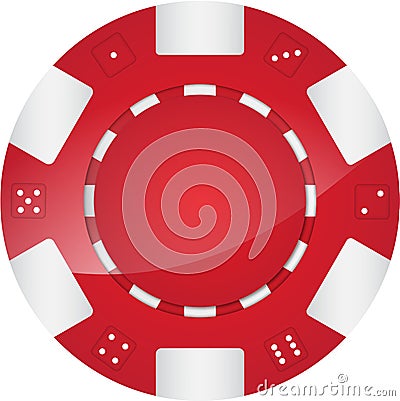 Vector image of the casino red chip isolated on the white background. Cartoon Illustration