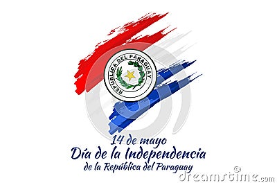 Translation: May 15, Independence Day of Republic of Paraguay. Vector Illustration