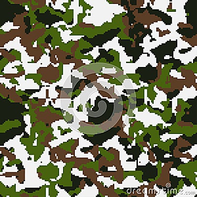 Digital camo. Seamless camouflage pattern. Military modern texture. Green, brown and black forest colors. Vector Vector Illustration