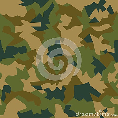 Military camouflage, seamless texture. Camo geometric pattern for Army Clothing. Green, brown color, fabric hunting. Vector Vector Illustration