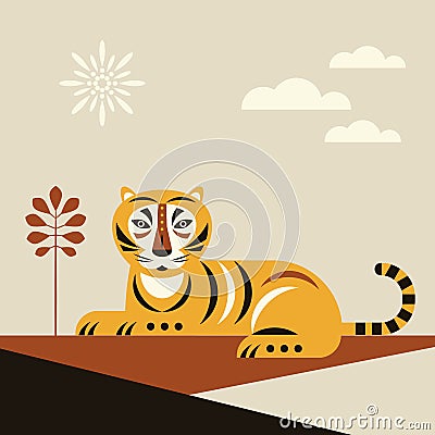 Tiger geometric illustration. Poster, banner design. Vector Illustration