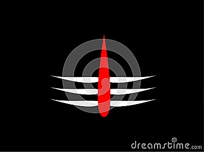 Lord Shiva`s Red tilak with white stripes Vector Illustration