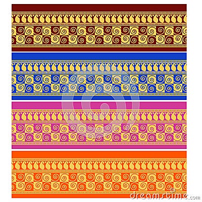 Different coloured Saree border design concept Vector Illustration