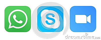 Whatsapp Skype Zoom icon collection Vector Illustration