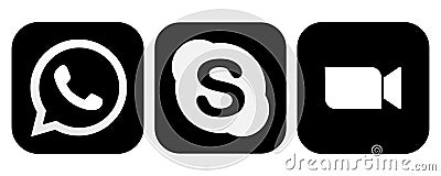 Whatsapp Skype Zoom icon collection Vector Illustration