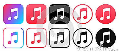 Collection of colourful music icon vector isolated on white background Vector Illustration