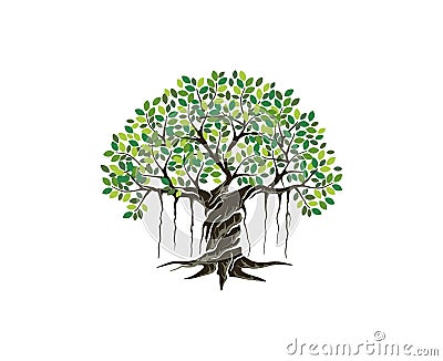 Banyan tree logo illustration Vector Illustration