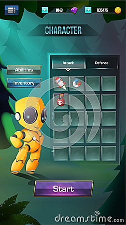 Game asst screen for kids game. Vector Illustration