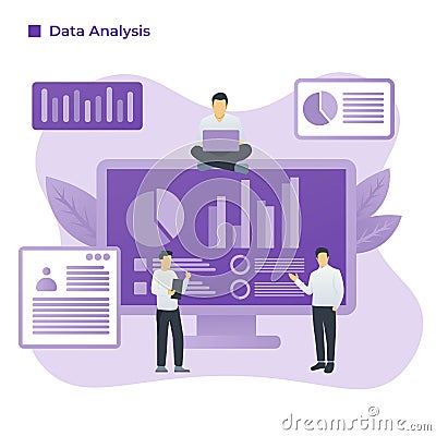 Illustration vector graphic of Data Analysis in flat design style Vector Illustration