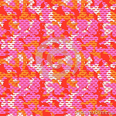 Fashionable digital camo with dotted line firmware, colorful seamless pattern. Modern fabric print. Vector wallpapers Vector Illustration