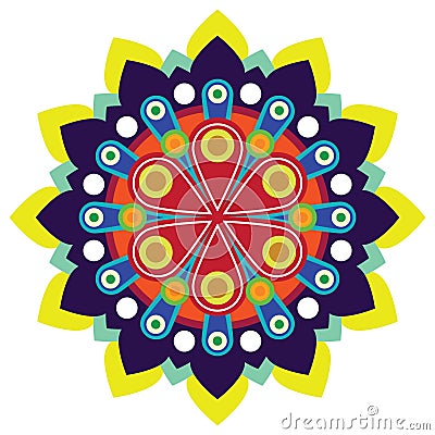 Illustration vector graphic of mandala full color. Vector Illustration