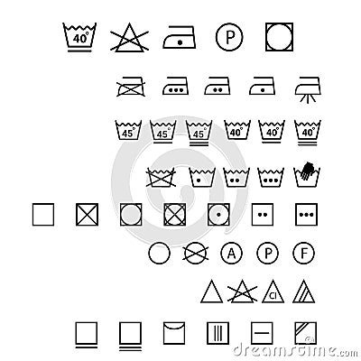 Icon Set of washing symbols Vector Illustration