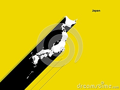 Japan Map on retro poster with long shadow. Vector Illustration