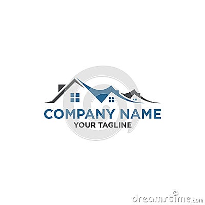 The concept of a property logo with three roofs Vector Illustration