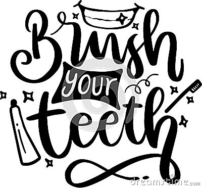 Brush Your Teeth Vector Illustration