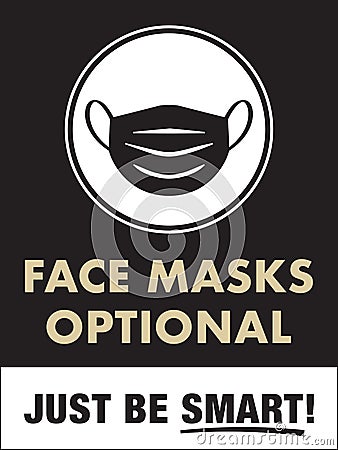 Face Masks Optional Sign | Facemasks Not Required Vertical Design for Retail Business, Restaurants, Offices, Hotels and More Vector Illustration