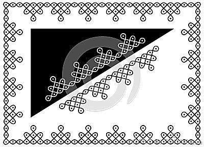 Rectangle border design concept of Rangoli or kolam design with floral pattern Vector Illustration