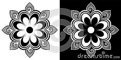 Indian Traditional and Cultural Rangoli, alpona, mandala or Kolam design concept of floral art Vector Illustration