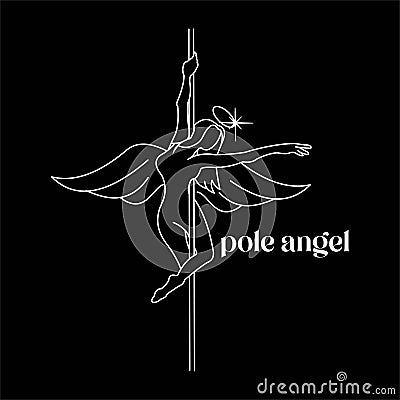 Pole angel attractive ballet logo Vector Illustration