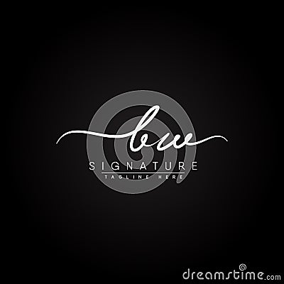 Initial Letter BW Logo - Hand Drawn Signature Logo Vector Illustration