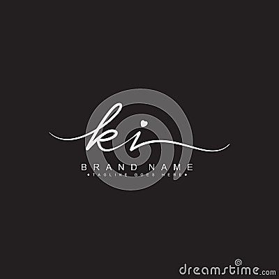 Initial Letter KI Logo - Hand Drawn Signature Logo Vector Illustration