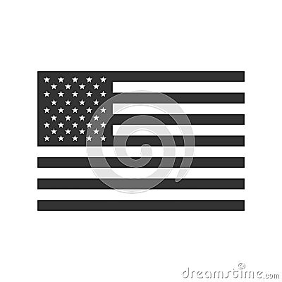 Accurate American Flag vector. Black and white flat design. Vector Illustration