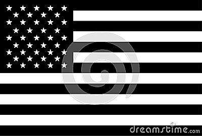 Accurate American Flag vector. Black and white flat design. Vector Illustration