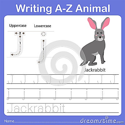 Illustrator of writing a - z animal j jackrabbit Vector Illustration