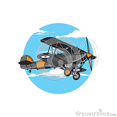 Vintage Airplane vector illustration in retro colors Vector Illustration
