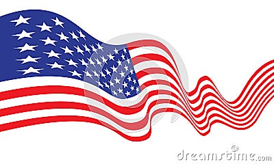 United state of America flag ribbon wave on white background vector Vector Illustration