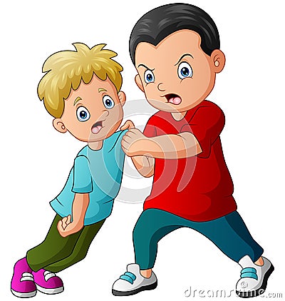 Illustration of a boy bullying little kid Vector Illustration