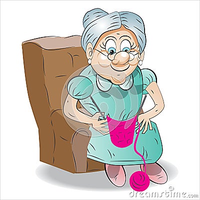 Grandma Cartoon Character and Illustration Vector Illustration