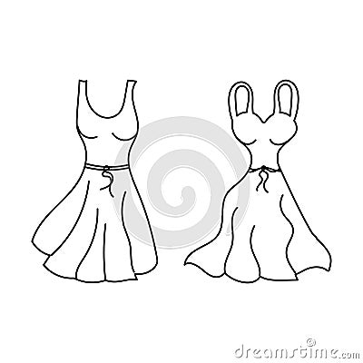 Female wedding dress with hand drawn vector illustration Cartoon Illustration