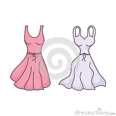 Simple Female wedding dress vector illustration Cartoon Illustration