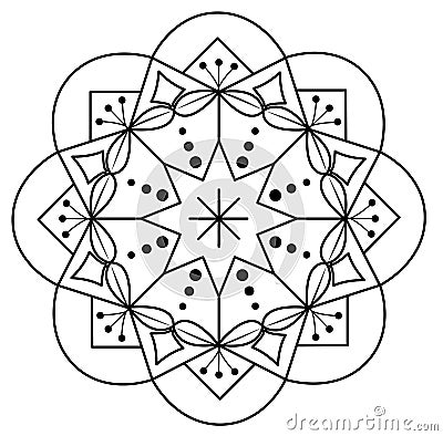 Indian Traditional and Cultural Rangoli, alpona, mandala or Kolam design concept of floral line art Vector Illustration
