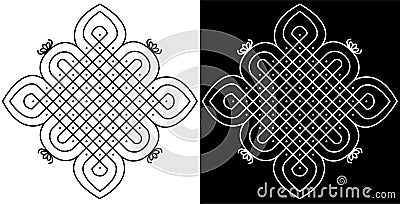 Indian Traditional and Cultural Rangoli, alpona, mandala or Kolam design concept of floral line art Vector Illustration